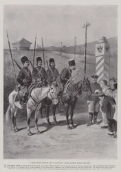 En kinesisk-russisk grænsepost i Manchuriet, kulier på vej ind i russisk territorium